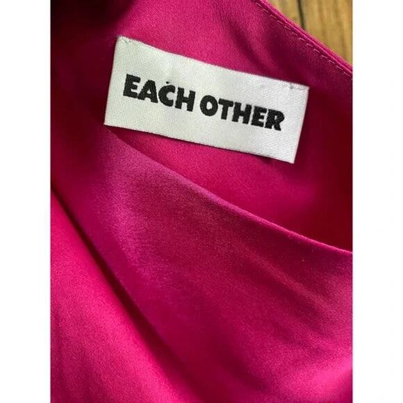 EACH X OTHER   Satin One-shoulder Asymmetric A-line Dress In Pink - Picture 5 of 8